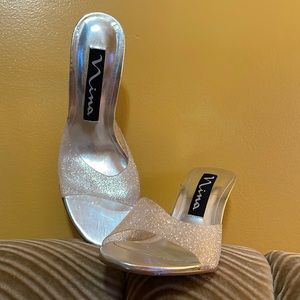 Vintage Silver Glitter Acrylic Heels by Barbie Cosplay Heels Cinderella Heels